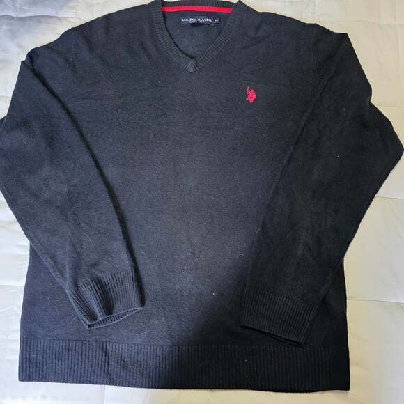 U.S. Polo Assn. Other - U.S. Polo Assn. Men's XL Black V-Neck Sweater Red Pony Logo Long Sleeve